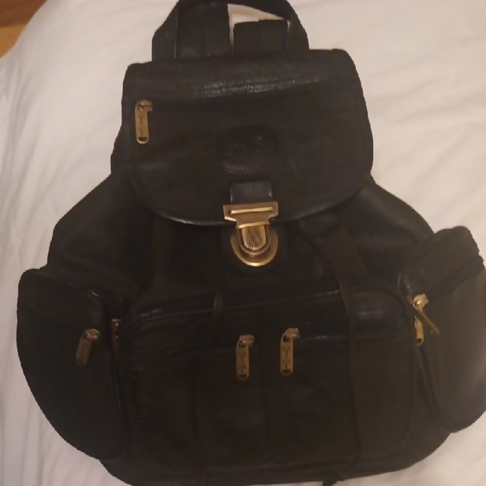 Claire Chase Black Leather  Unisex Backpack